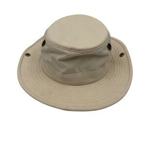 Tilley Khaki Beige Canvas Safari Bucket Sun Hat Size 7.5